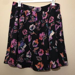 Forever 21 + Black Floral Fit & Flare Skater Skirt